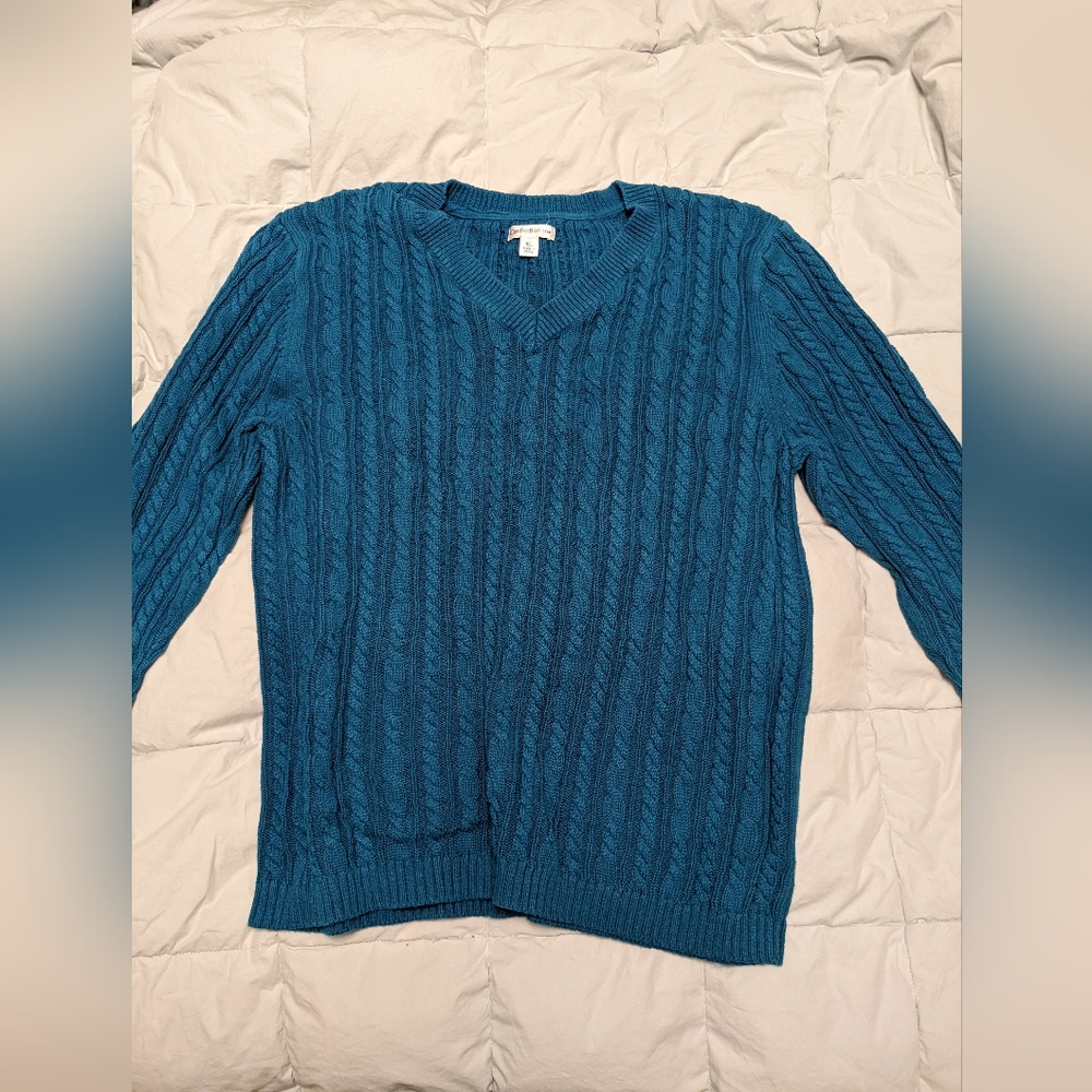 Croft & Barrow XL Teal Blue Knit V Neck Sweater Women